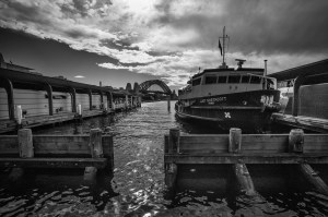 Circular Quay through to Sydney Harbour Bridge.